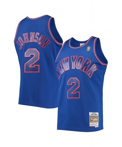 Men's Larry Johnson Blue New York Knicks 1996-97 Hardwood Classics Swingman Jersey $53.50 Jersey