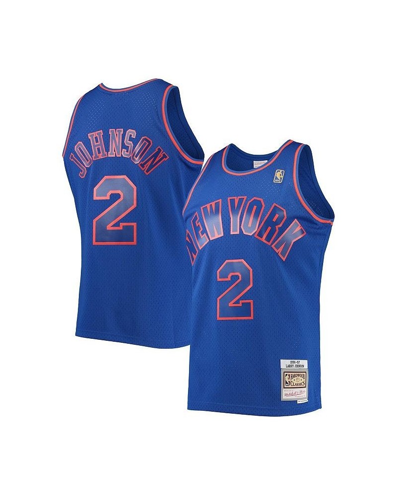 Men's Larry Johnson Blue New York Knicks 1996-97 Hardwood Classics Swingman Jersey $53.50 Jersey