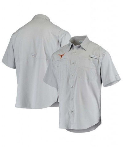 Men's Gray Texas Longhorns Tamiami Omni-Shade Button-Down Shirt $33.79 Shirts