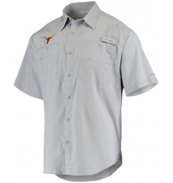 Men's Gray Texas Longhorns Tamiami Omni-Shade Button-Down Shirt $33.79 Shirts