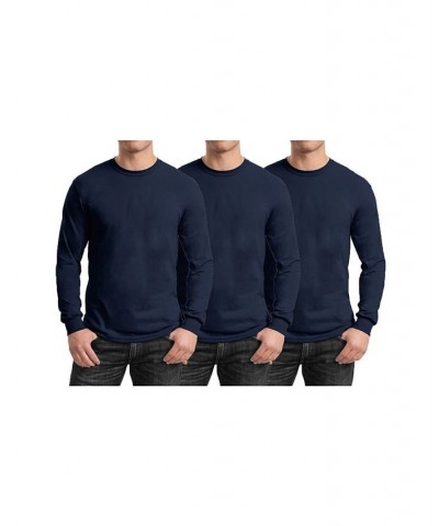 Men's 3-Pack Egyptian Cotton-Blend Long Sleeve Crew Neck Tee Navy x 3 $28.05 T-Shirts