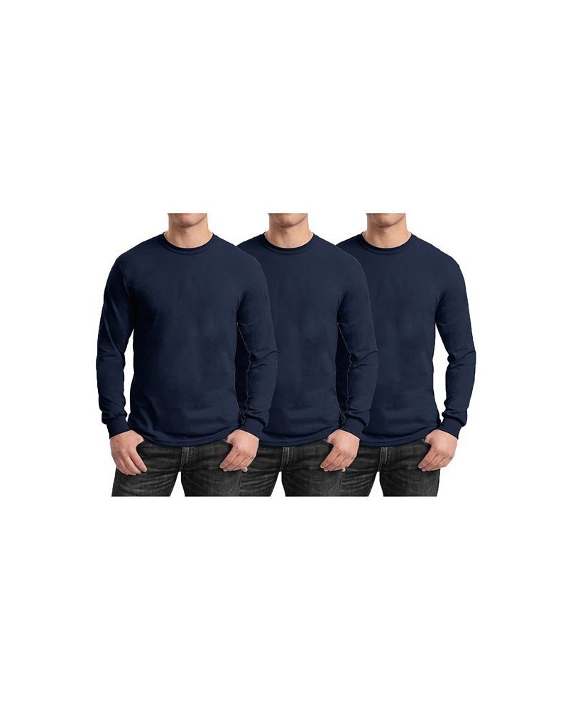 Men's 3-Pack Egyptian Cotton-Blend Long Sleeve Crew Neck Tee Navy x 3 $28.05 T-Shirts