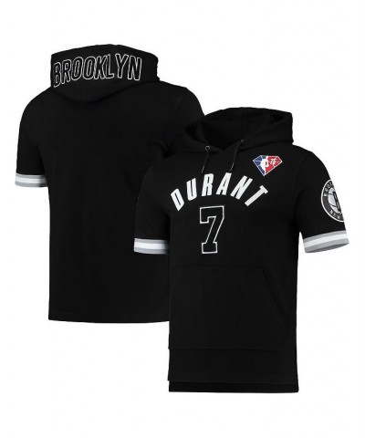 Men's Kevin Durant Black Brooklyn Nets Name and Number Short Sleeve Pullover Hoodie $36.30 Sweatshirt