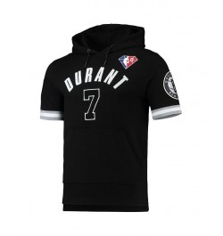 Men's Kevin Durant Black Brooklyn Nets Name and Number Short Sleeve Pullover Hoodie $36.30 Sweatshirt