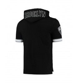 Men's Kevin Durant Black Brooklyn Nets Name and Number Short Sleeve Pullover Hoodie $36.30 Sweatshirt