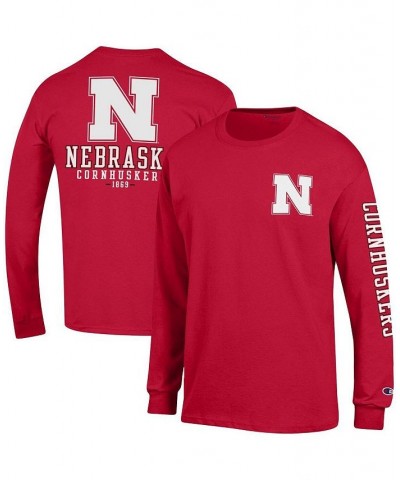 Men's Scarlet Nebraska Huskers Team Stack Long Sleeve T-shirt $29.49 T-Shirts