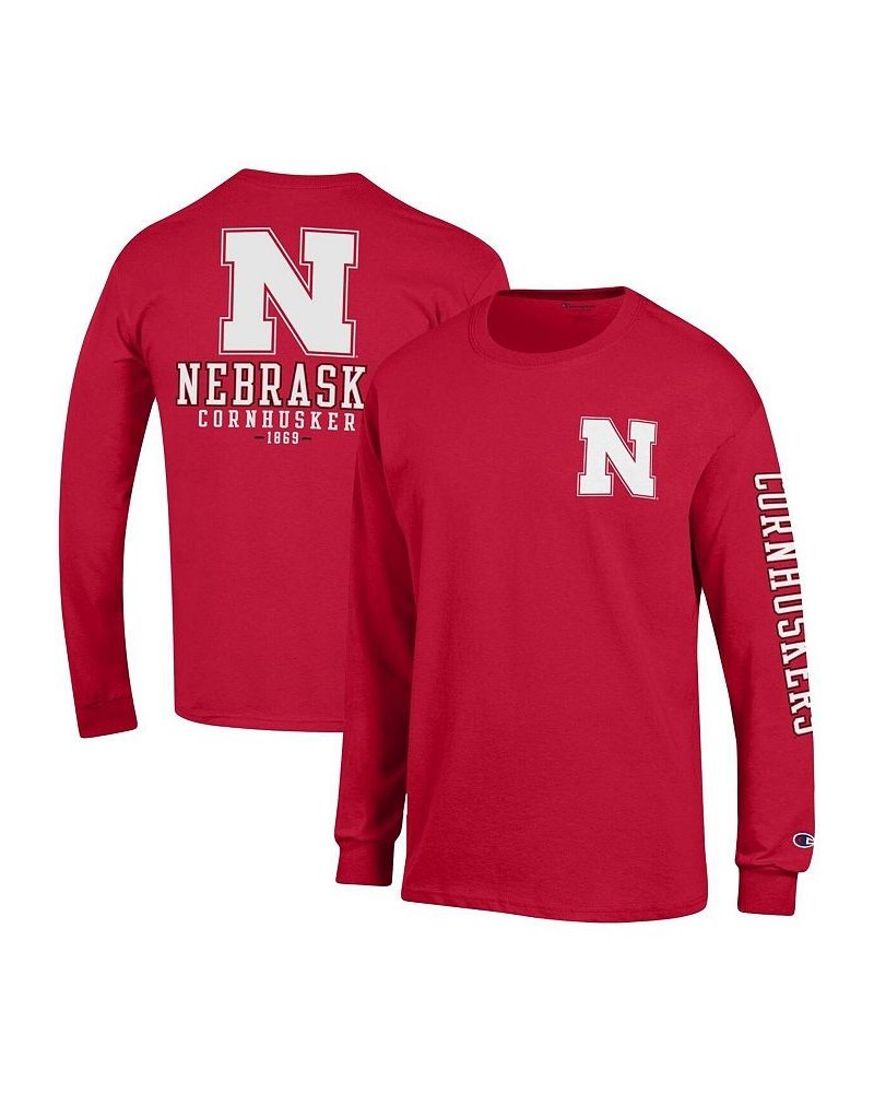 Men's Scarlet Nebraska Huskers Team Stack Long Sleeve T-shirt $29.49 T-Shirts