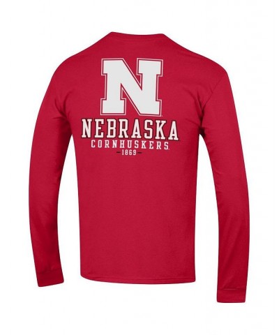 Men's Scarlet Nebraska Huskers Team Stack Long Sleeve T-shirt $29.49 T-Shirts