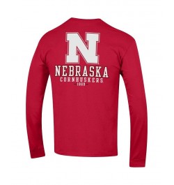 Men's Scarlet Nebraska Huskers Team Stack Long Sleeve T-shirt $29.49 T-Shirts