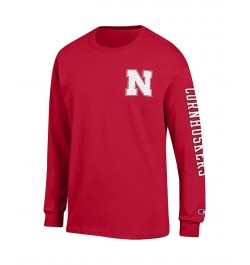 Men's Scarlet Nebraska Huskers Team Stack Long Sleeve T-shirt $29.49 T-Shirts