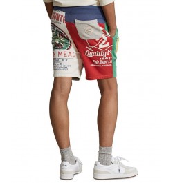 Men's 7-1/2-Inch Patchwork Fleece Graphic Shorts Gray $64.48 Shorts