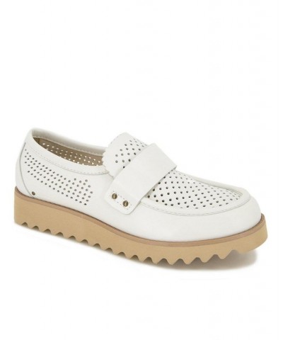 Women's Jessie Slip-on Moccasin Flat Sandals White $47.26 Shoes