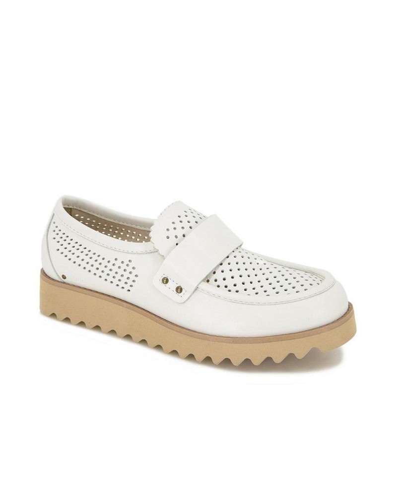 Women's Jessie Slip-on Moccasin Flat Sandals White $47.26 Shoes