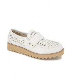 Women's Jessie Slip-on Moccasin Flat Sandals White $47.26 Shoes