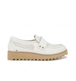 Women's Jessie Slip-on Moccasin Flat Sandals White $47.26 Shoes