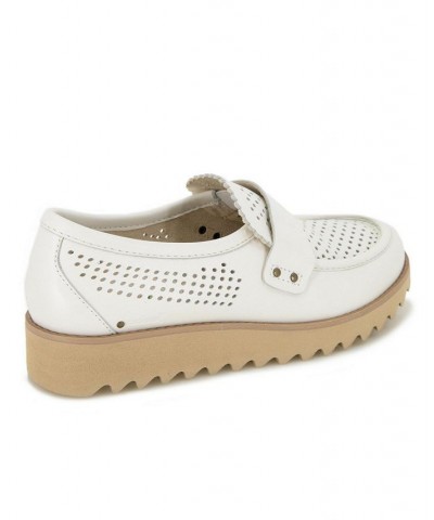 Women's Jessie Slip-on Moccasin Flat Sandals White $47.26 Shoes