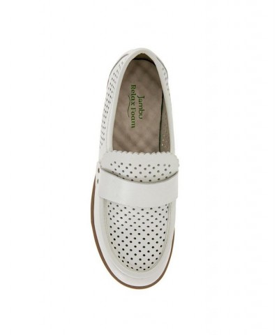 Women's Jessie Slip-on Moccasin Flat Sandals White $47.26 Shoes