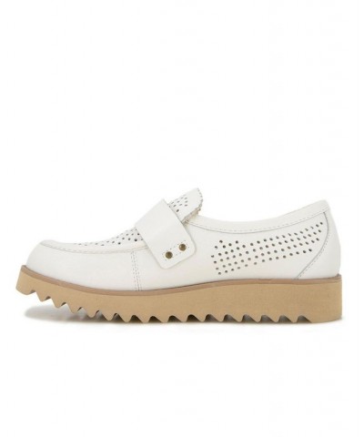 Women's Jessie Slip-on Moccasin Flat Sandals White $47.26 Shoes