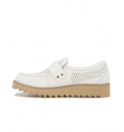 Women's Jessie Slip-on Moccasin Flat Sandals White $47.26 Shoes