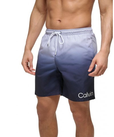 Calvin Kelin Men's Regular-Fit OmbrÉ Gradient Stripe UPF 50+ 7" Swim Trunks PD03 $20.05 Swimsuits