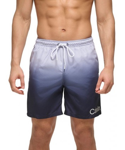 Calvin Kelin Men's Regular-Fit OmbrÉ Gradient Stripe UPF 50+ 7" Swim Trunks PD03 $20.05 Swimsuits