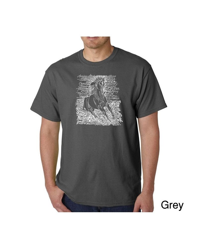 Men's Word Art T-Shirt - Horse Breeds Gray $19.24 T-Shirts