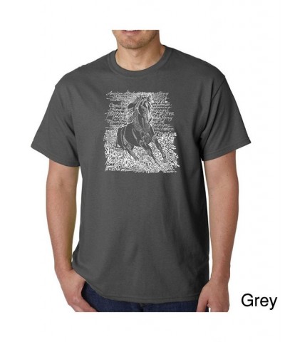 Men's Word Art T-Shirt - Horse Breeds Gray $19.24 T-Shirts