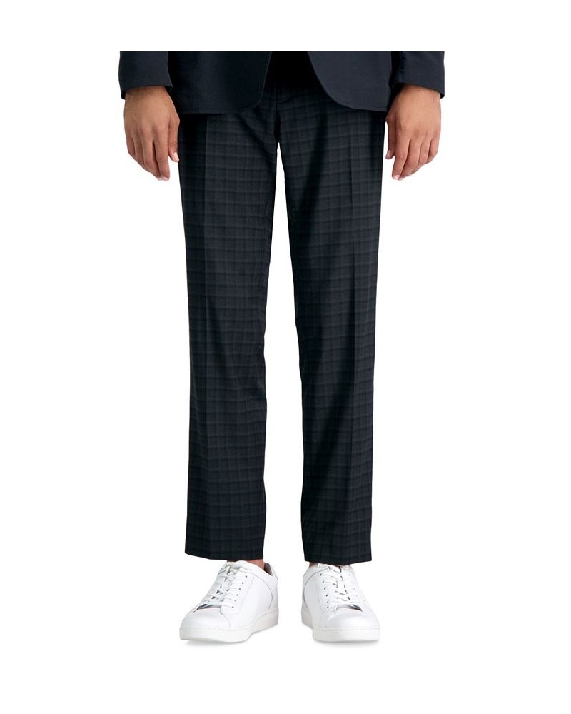 Men's Skinny-Fit Shadow Plaid Dress Pants Black $28.79 Pants