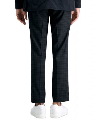 Men's Skinny-Fit Shadow Plaid Dress Pants Black $28.79 Pants