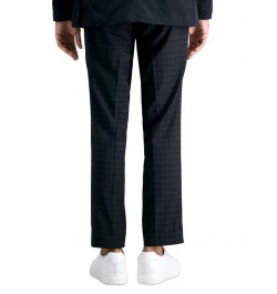 Men's Skinny-Fit Shadow Plaid Dress Pants Black $28.79 Pants