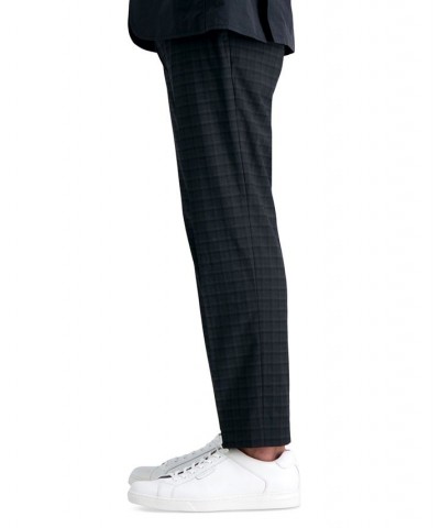 Men's Skinny-Fit Shadow Plaid Dress Pants Black $28.79 Pants