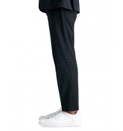 Men's Skinny-Fit Shadow Plaid Dress Pants Black $28.79 Pants