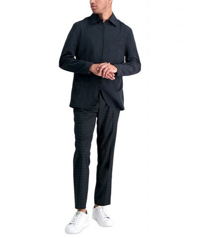 Men's Skinny-Fit Shadow Plaid Dress Pants Black $28.79 Pants