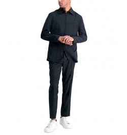 Men's Skinny-Fit Shadow Plaid Dress Pants Black $28.79 Pants