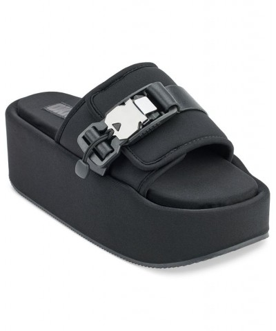 Women's Vizer Platform Slide Sandals Black $38.08 Shoes