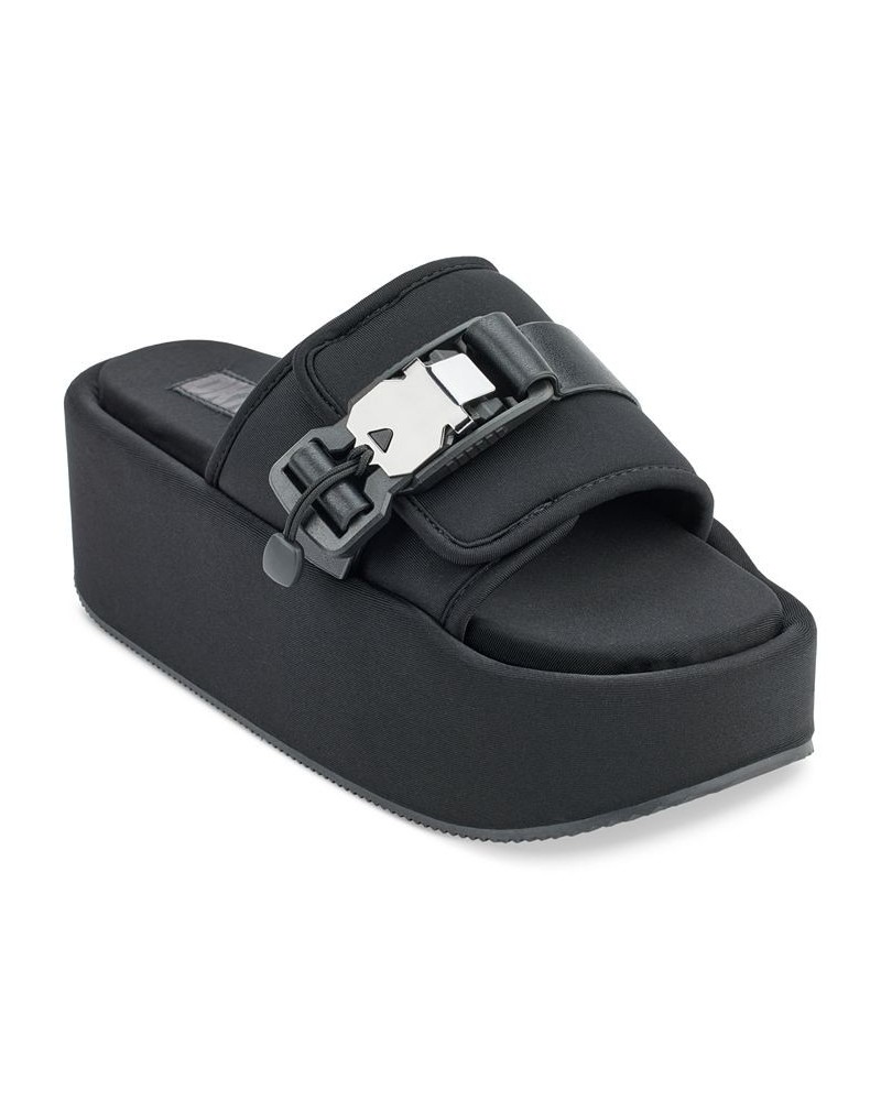 Women's Vizer Platform Slide Sandals Black $38.08 Shoes