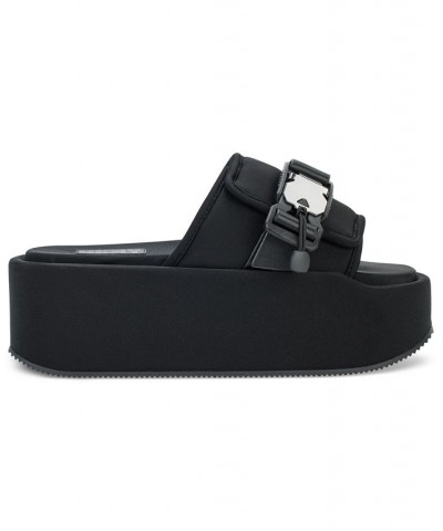 Women's Vizer Platform Slide Sandals Black $38.08 Shoes