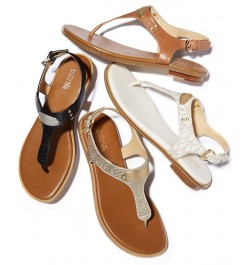 Women's MK Plate Flat Thong Sandals PD01 $52.25 Shoes