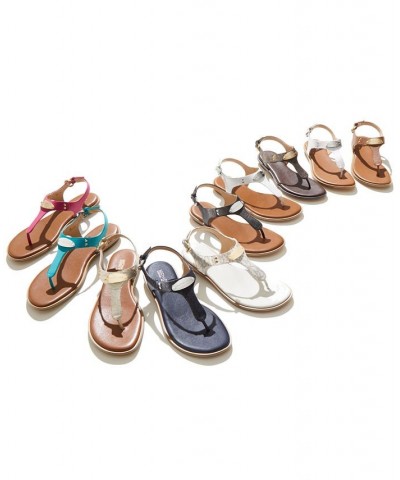 Women's MK Plate Flat Thong Sandals PD01 $52.25 Shoes