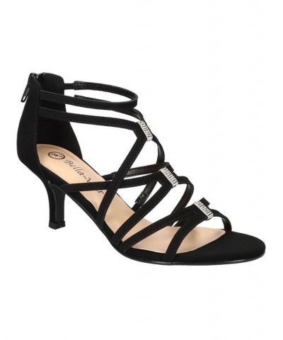 Women's Karlette Dress Sandals Black Suede Faux Leather $51.30 Shoes