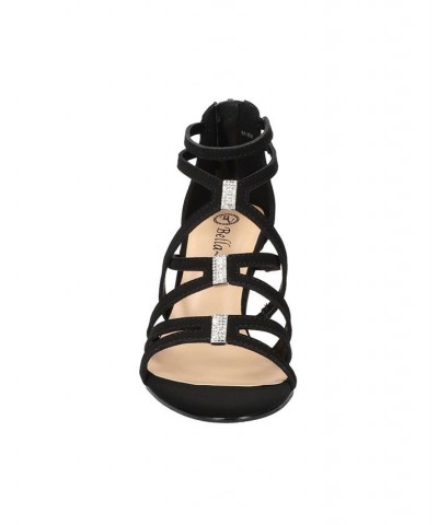 Women's Karlette Dress Sandals Black Suede Faux Leather $51.30 Shoes