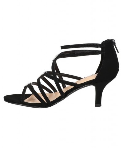 Women's Karlette Dress Sandals Black Suede Faux Leather $51.30 Shoes