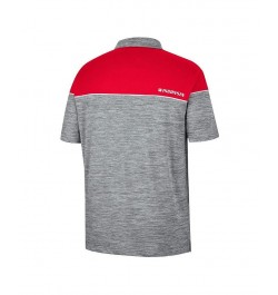 Men's Heathered Gray, Red Wisconsin Badgers Birdie Polo Shirt $30.00 Polo Shirts