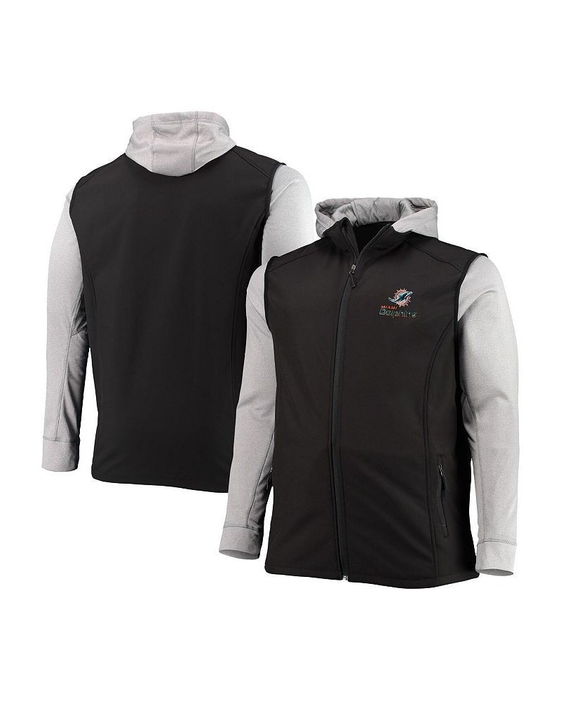 Men's Black, Gray Miami Dolphins Big and Tall Alpha Full-Zip Hoodie Jacket $36.55 Jackets