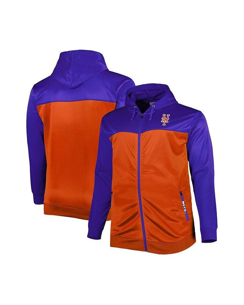 Men's Royal, Orange New York Mets Big and Tall Yoke Full-Zip Hoodie $49.49 Sweatshirt