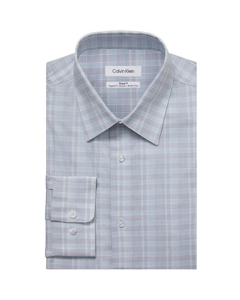 Men's Steel Regular Fit Stretch Wrinkle Free Dress Shirt Blue $21.31 Dress Shirts