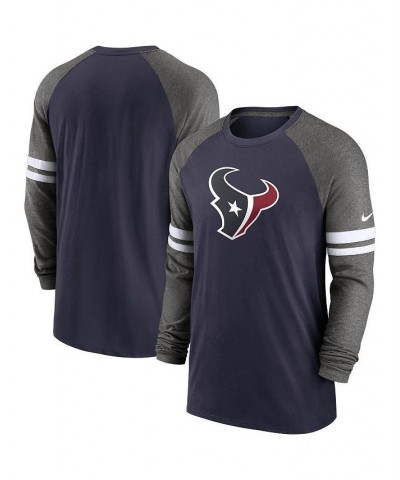 Men's Navy and Charcoal Houston Texans Performance Raglan Long Sleeve T-shirt $27.30 T-Shirts