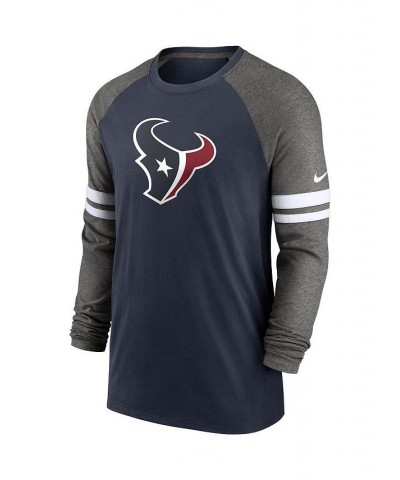 Men's Navy and Charcoal Houston Texans Performance Raglan Long Sleeve T-shirt $27.30 T-Shirts