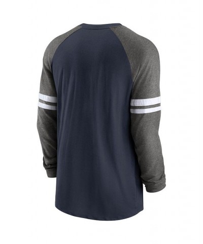 Men's Navy and Charcoal Houston Texans Performance Raglan Long Sleeve T-shirt $27.30 T-Shirts