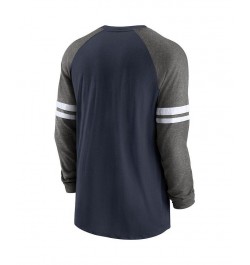 Men's Navy and Charcoal Houston Texans Performance Raglan Long Sleeve T-shirt $27.30 T-Shirts